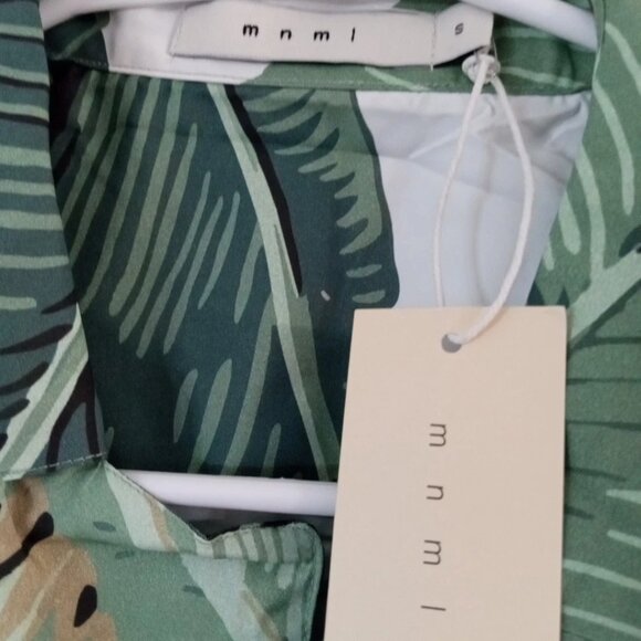 MNML Shirt Green And White Bananas Button Down Short Sleeve Men's Small - Picture 3 of 6